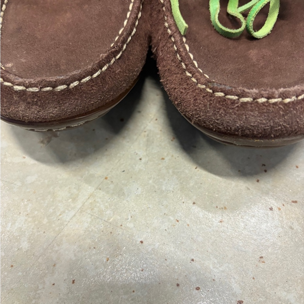 Brown Suede Loafers with Green Laces - Picture 3 of 9